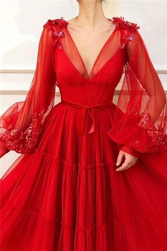 Charming Ball Gown Appliques Beading Long Prom Dress  C1388