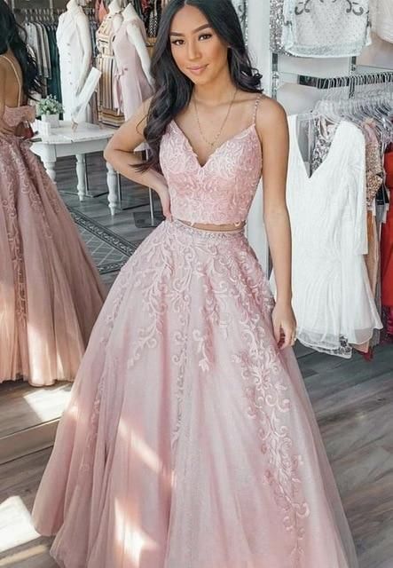 Gorgeous Two Pieces Lace Long Prom Gown - Formal Dress C1519