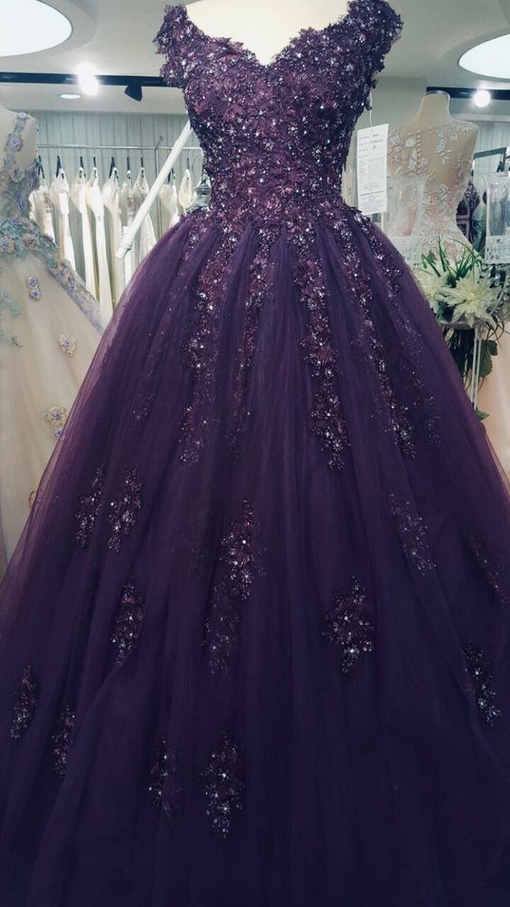 Purple Long New Style Party Dress, A-line Tulle Formal Dress C1443