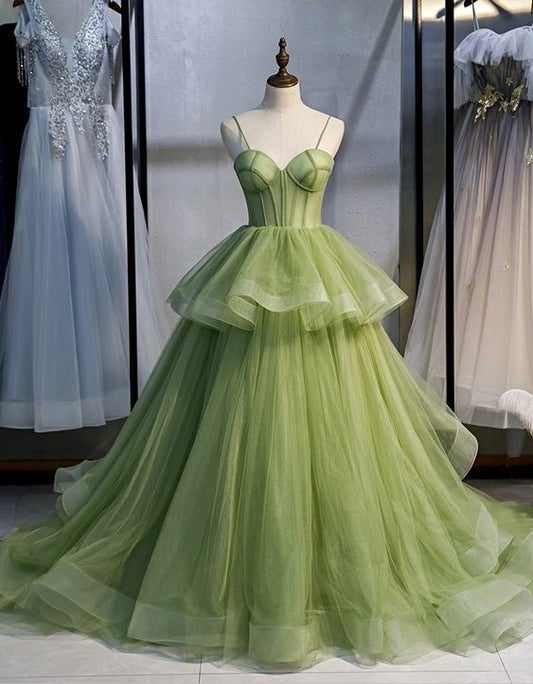 Fluorescent green Strapless Full Length Wedding Dress Prom Dress Evening Dress Formal Occasion Party Dress  C1496