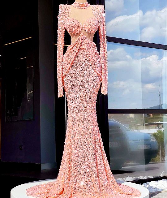 Mermaid Long Prom Dress  , Sexy Prom Dress With Sleeves C1529