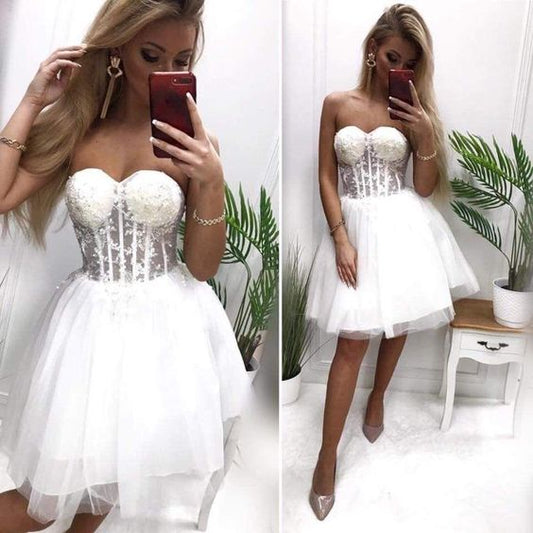 princess A-line party dress ,sweetheart tulle lace homecoming dress C619